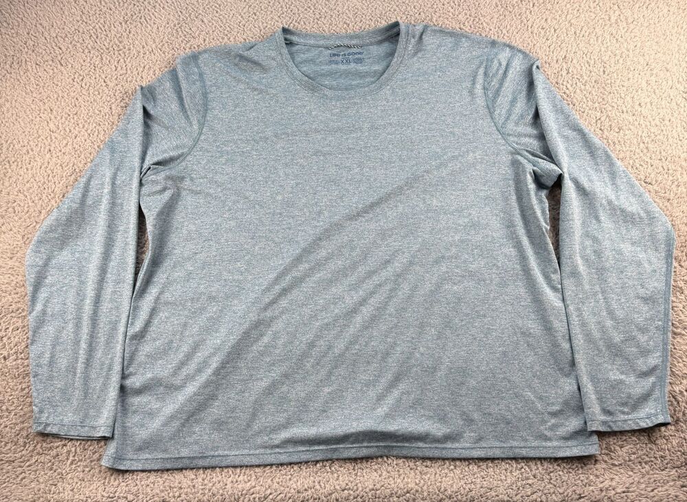 Life is Good Men's Solid Long Sleeve Active Tee Shirt XXL Persian Blue 50+ UPF